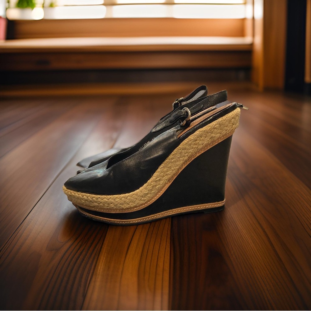 RUDSAK | Women’s Size 40 | Open-toe heel | wedge Espadrilles Black